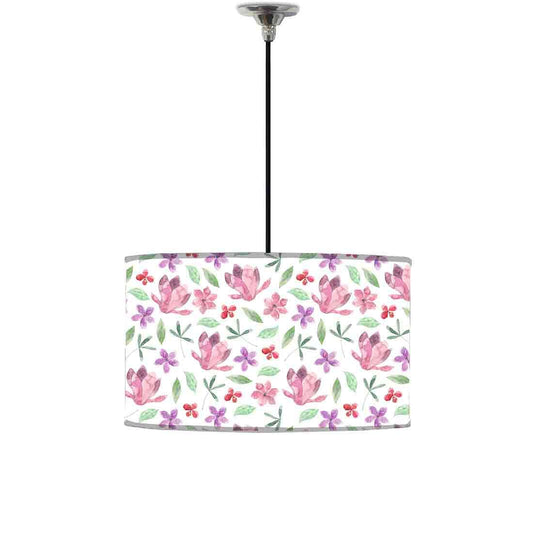 Ceiling Lamp Hanging Drum Lampshade - Pink Flower Nutcase