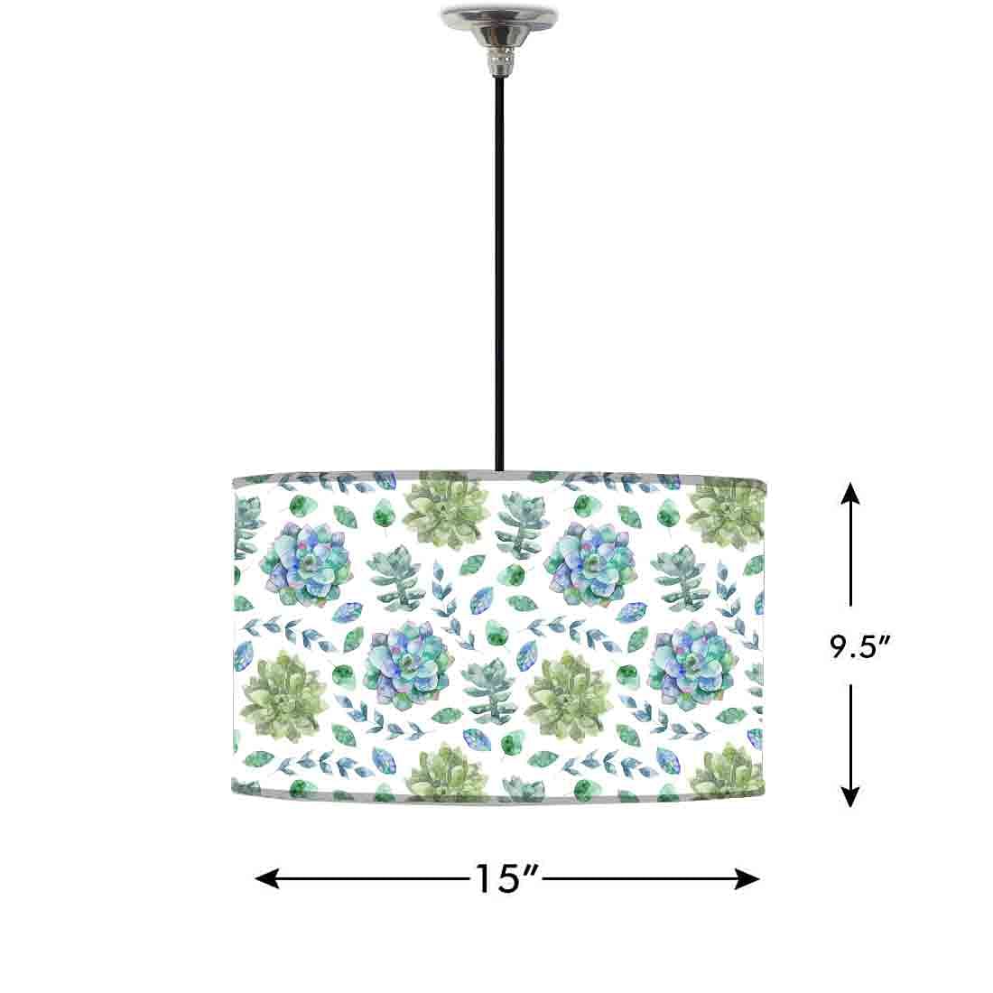 Ceiling Lamp Hanging Drum Lampshade - Green Flower Nutcase