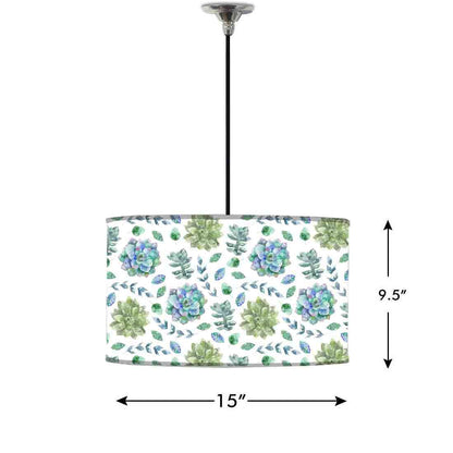 Ceiling Lamp Hanging Drum Lampshade - Green Flower Nutcase