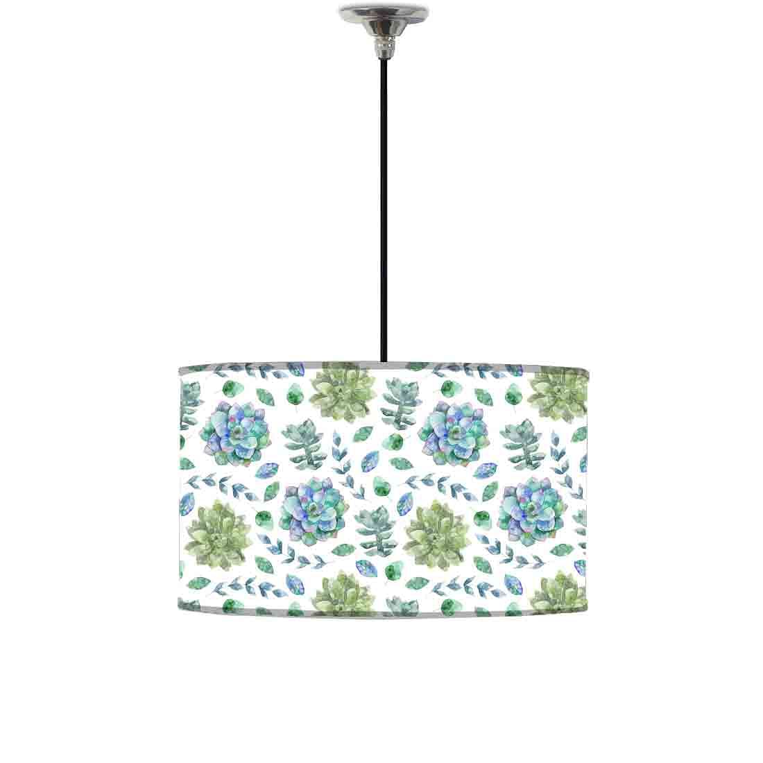 Ceiling Lamp Hanging Drum Lampshade - Green Flower Nutcase