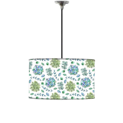 Ceiling Lamp Hanging Drum Lampshade - Green Flower Nutcase