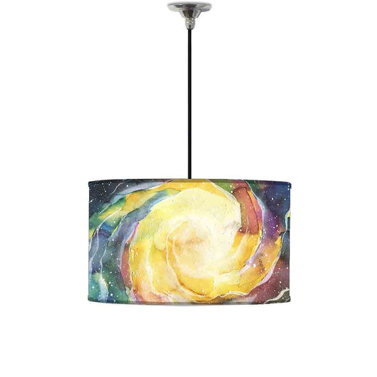 Ceiling Lamp Hanging Drum Lampshade - Space Yellow Watercolor Nutcase
