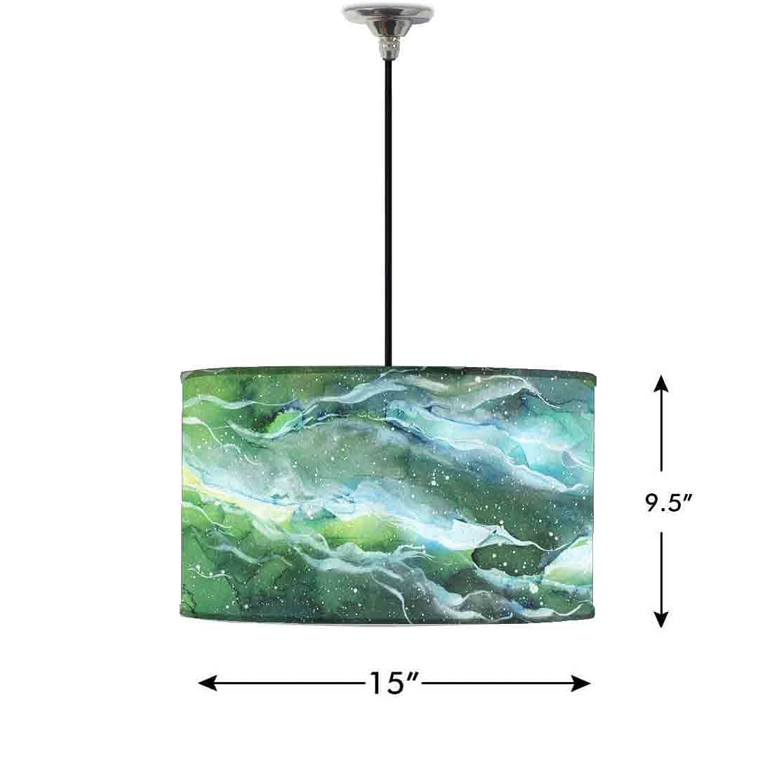 Ceiling Lamp Hanging Drum Lampshade - Space Dark Green Watercolor Nutcase