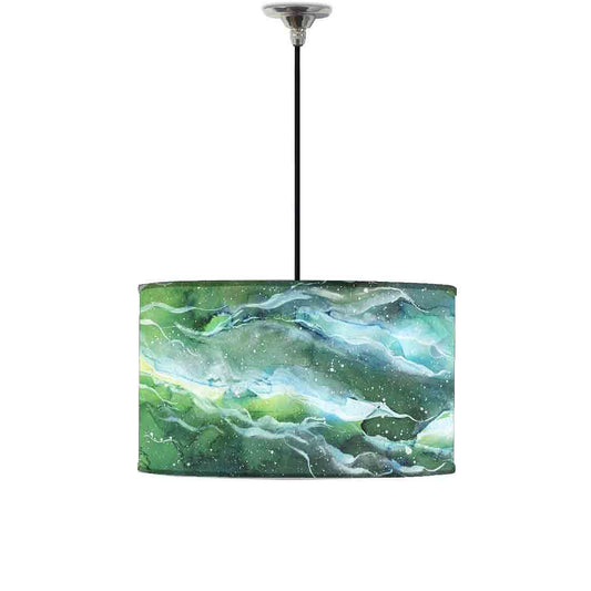 Ceiling Lamp Hanging Drum Lampshade - Space Dark Green Watercolor Nutcase