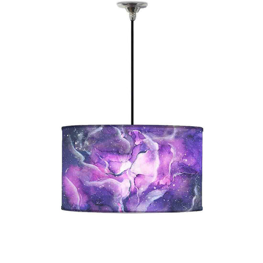 Ceiling Lamp Hanging Drum Lampshade - Space Dark Purple Watercolor Nutcase