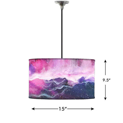 Ceiling Lamp Hanging Drum Lampshade - Space Colorful Watercolor Nutcase