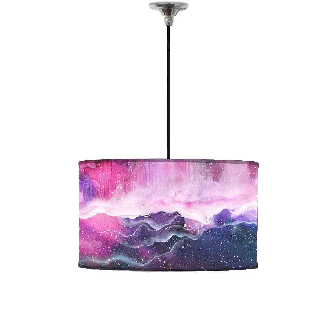 Ceiling Lamp Hanging Drum Lampshade - Space Colorful Watercolor Nutcase