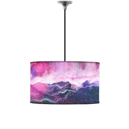 Ceiling Lamp Hanging Drum Lampshade - Space Colorful Watercolor Nutcase