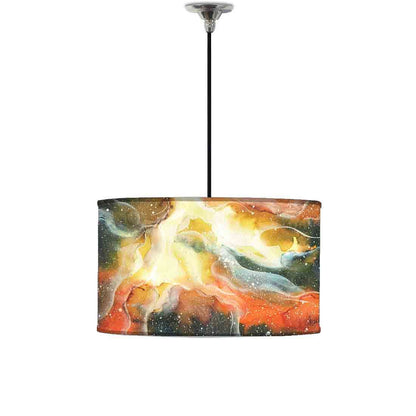 Ceiling Lamp Hanging Drum Lampshade - Yellow and Green Space Watercolor Nutcase