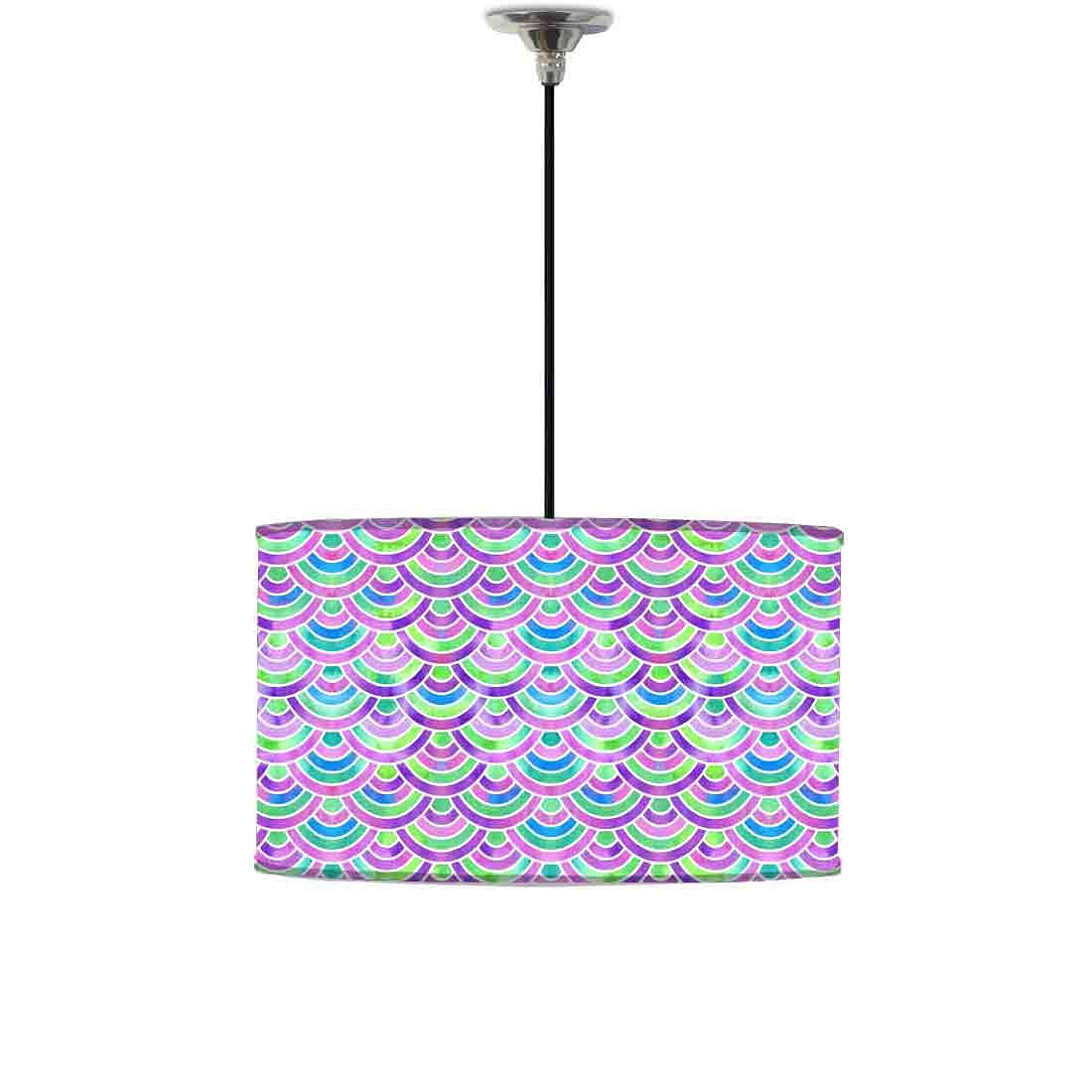 Ceiling Lamp Hanging Drum Lampshade - Green Purple Mermaid Watercolor Nutcase