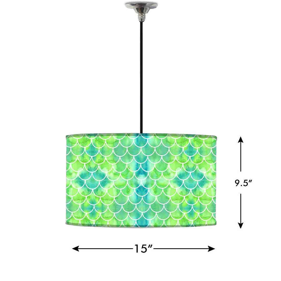 Ceiling Lamp Hanging Drum Lampshade - Green Mermaid Watercolor Nutcase