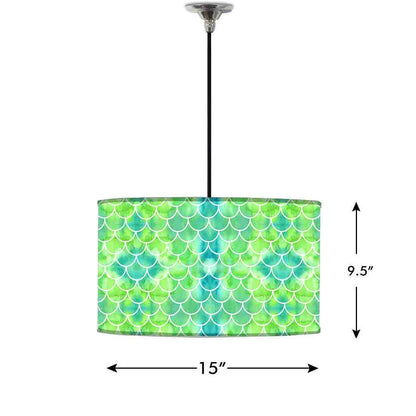 Ceiling Lamp Hanging Drum Lampshade - Green Mermaid Watercolor Nutcase
