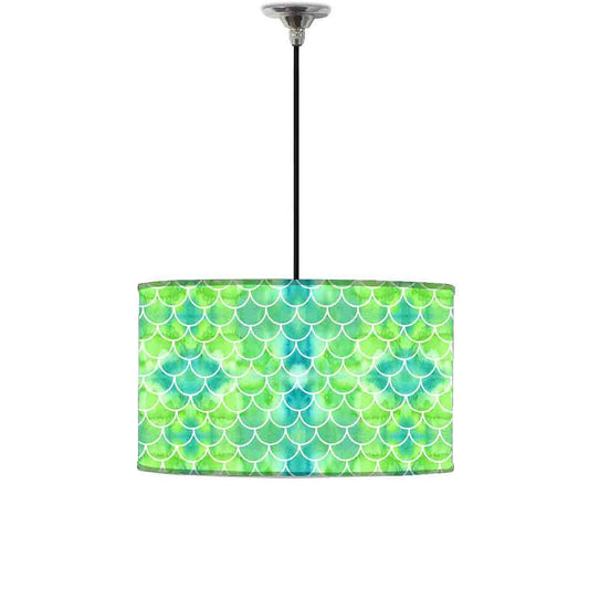 Ceiling Lamp Hanging Drum Lampshade - Green Mermaid Watercolor Nutcase