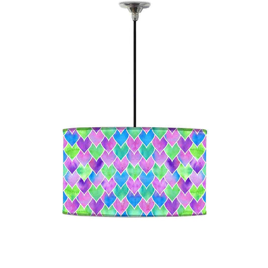 Ceiling Lamp Hanging Drum Lampshade - Multicolor Mermaid Watercolor Nutcase