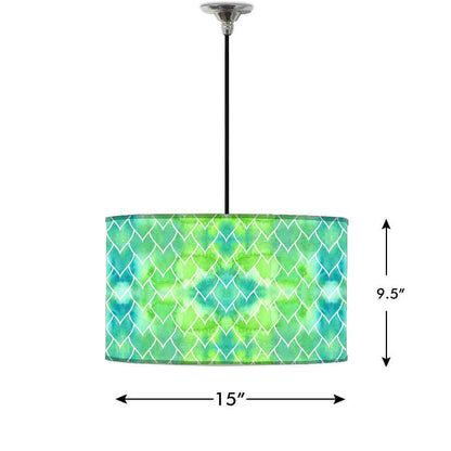 Ceiling Lamp Hanging Drum Lampshade - Green Mermaid Watercolor Pattern Nutcase