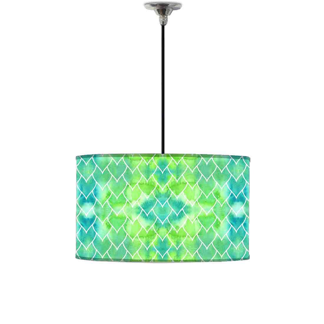 Ceiling Lamp Hanging Drum Lampshade - Green Mermaid Watercolor Pattern Nutcase