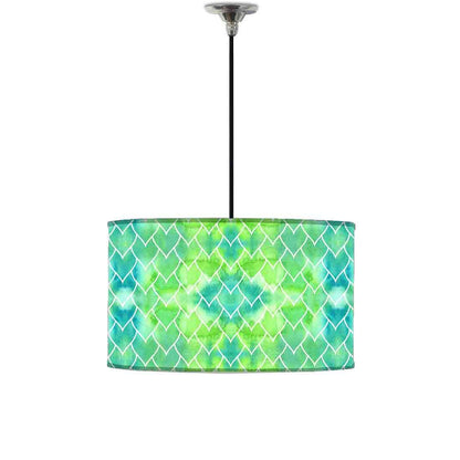 Ceiling Lamp Hanging Drum Lampshade - Green Mermaid Watercolor Pattern Nutcase