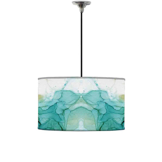 Ceiling Lamp Hanging Drum Lampshade - Green Ink Watercolor Nutcase