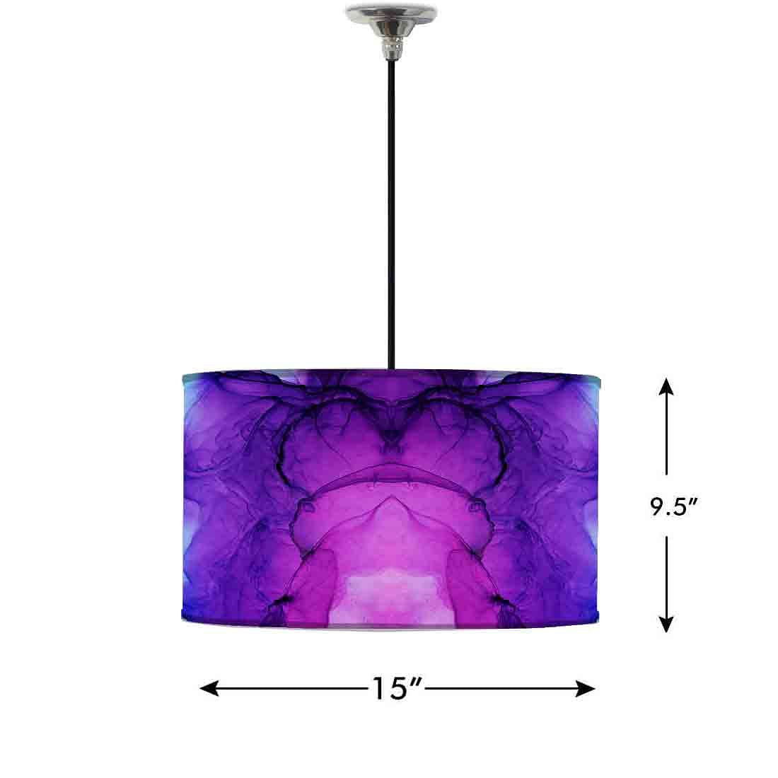 Ceiling Lamp Hanging Drum Lampshade - Blue Purple Ink Watercolor Nutcase