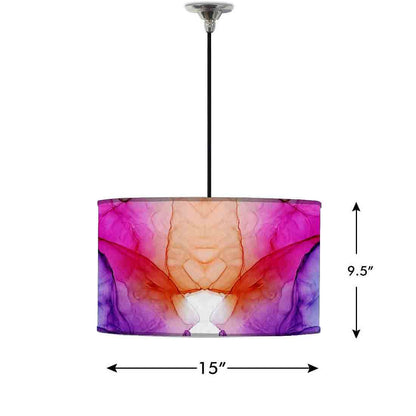 Ceiling Lamp Hanging Drum Lampshade - Purple Pink Multicolor Ink Watercolor Nutcase