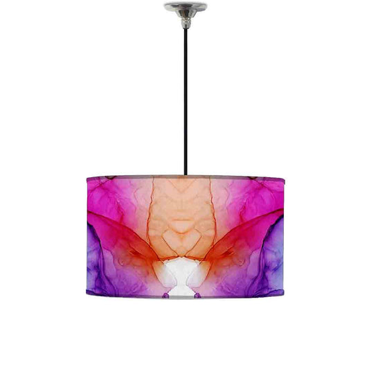 Ceiling Lamp Hanging Drum Lampshade - Purple Pink Multicolor Ink Watercolor Nutcase