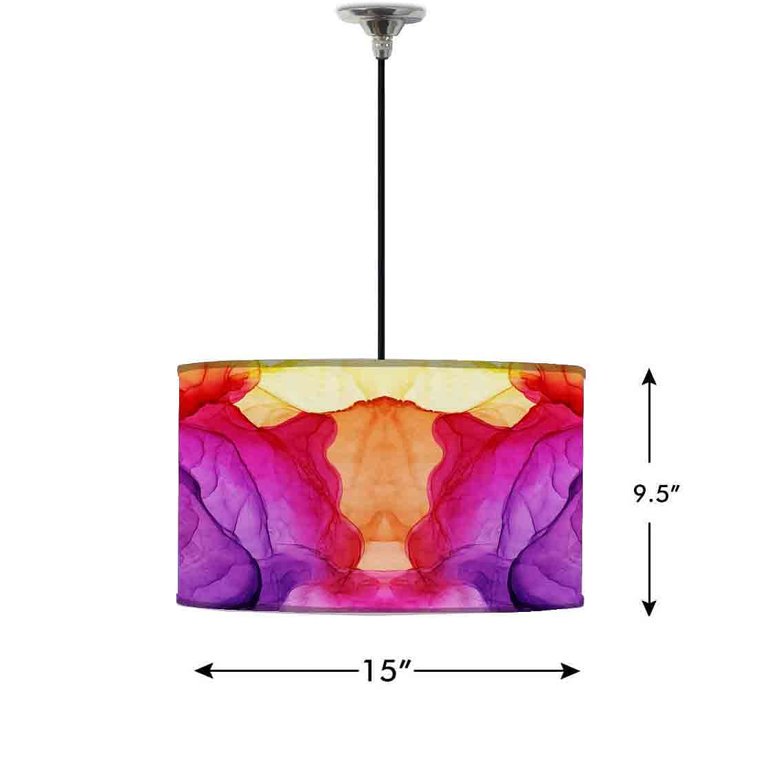 Ceiling Lamp Hanging Drum Lampshade - Purple Multicolor Ink Watercolor Nutcase