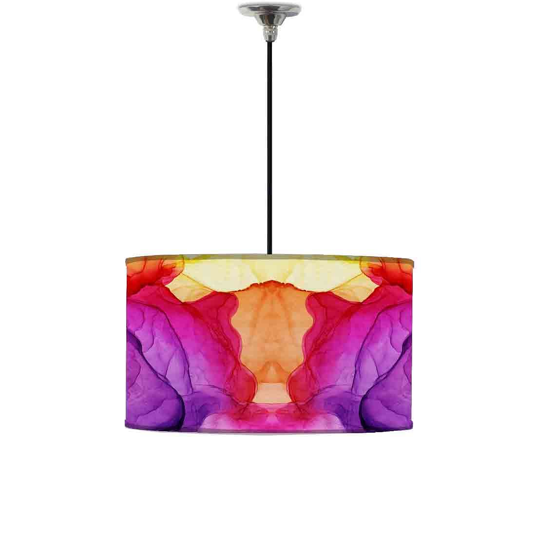 Ceiling Lamp Hanging Drum Lampshade - Purple Multicolor Ink Watercolor Nutcase