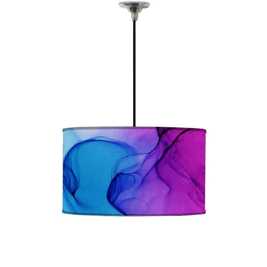 Ceiling Lamp Hanging Drum Lampshade - Purple Blue Ink Watercolor Nutcase