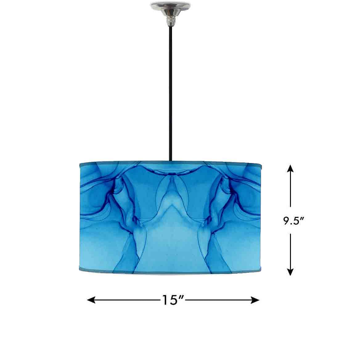 Ceiling Lamp Hanging Drum Lampshade - Blue Ink Watercolor Nutcase