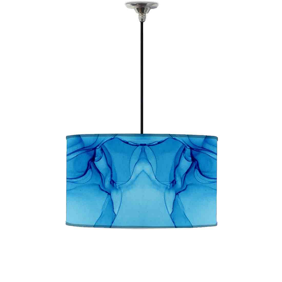 Ceiling Lamp Hanging Drum Lampshade - Blue Ink Watercolor Nutcase