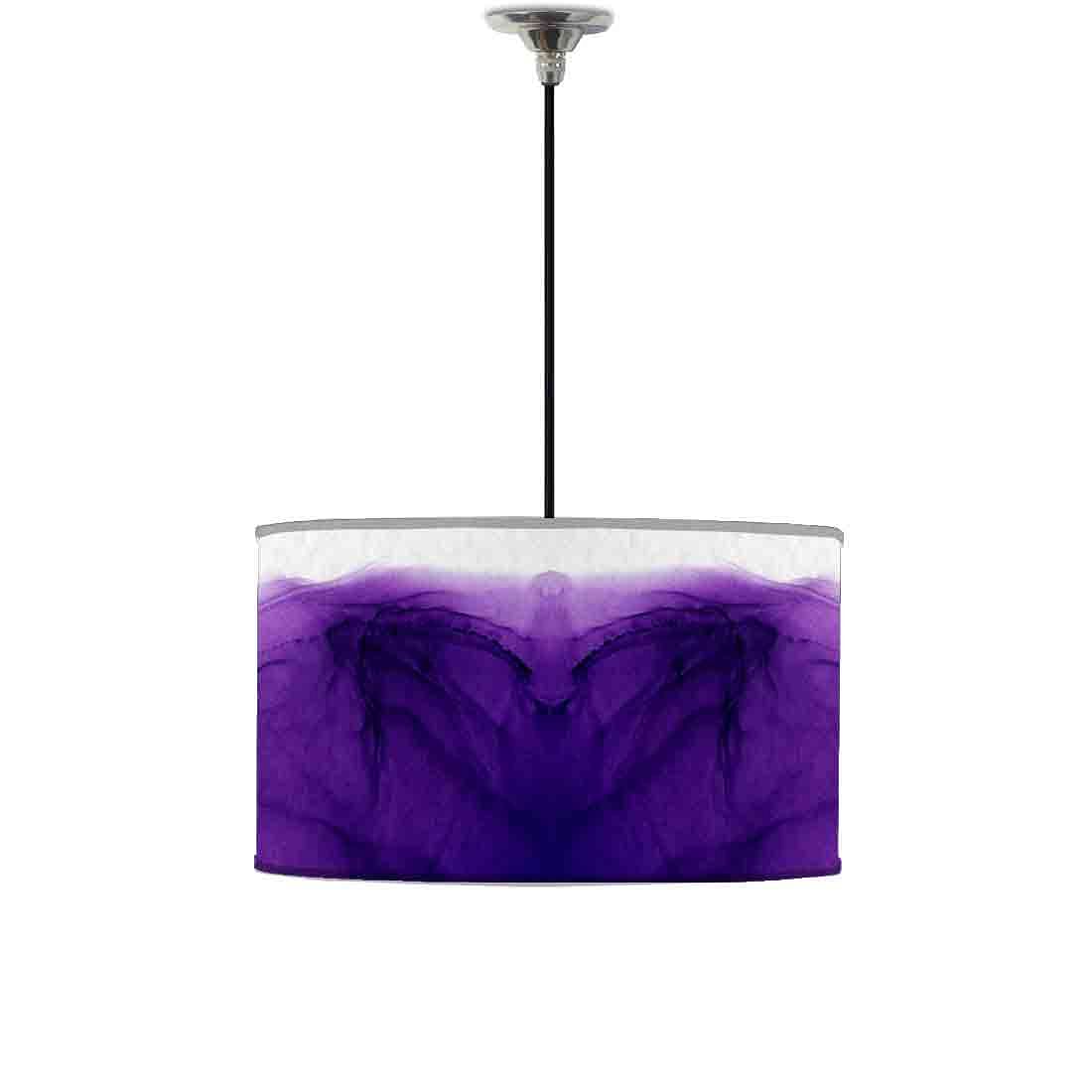 Ceiling Lamp Hanging Drum Lampshade - Dark Purple Ink Watercolor Nutcase