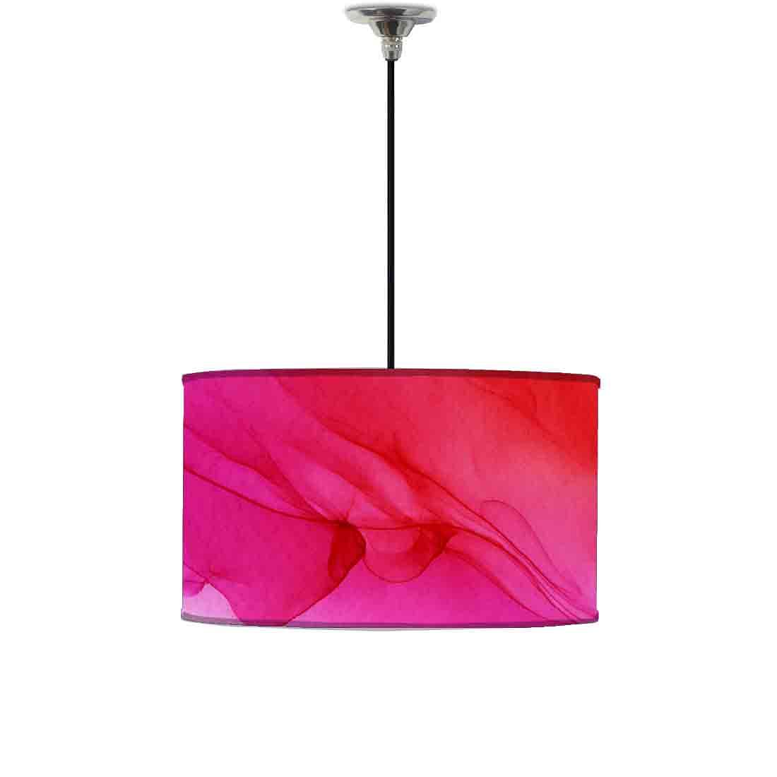 Ceiling Lamp Hanging Drum Lampshade - Red Pink Ink Watercolor Nutcase