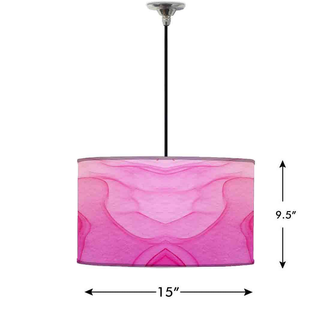 Ceiling Lamp Hanging Drum Lampshade - Pink White Ink Watercolor Nutcase