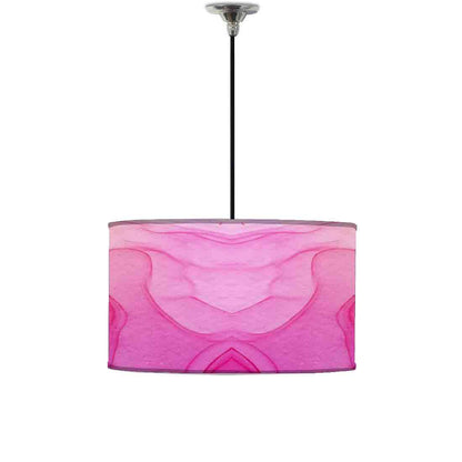 Ceiling Lamp Hanging Drum Lampshade - Pink White Ink Watercolor Nutcase