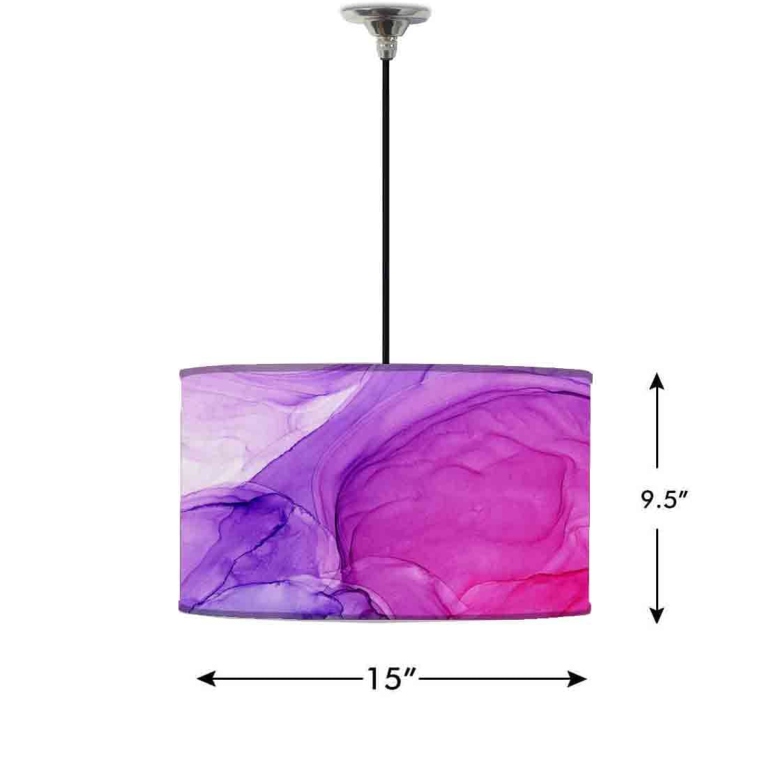 Ceiling Lamp Hanging Drum Lampshade - Purple Ink Watercolor Nutcase