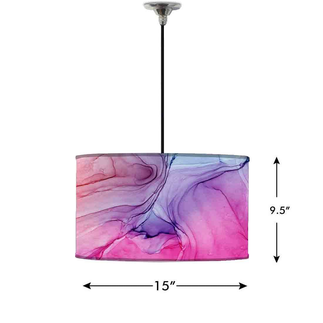 Ceiling Lamp Hanging Drum Lampshade - Pink Blue Ink Watercolor Nutcase