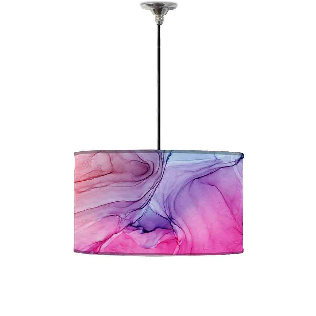 Ceiling Lamp Hanging Drum Lampshade - Pink Blue Ink Watercolor Nutcase