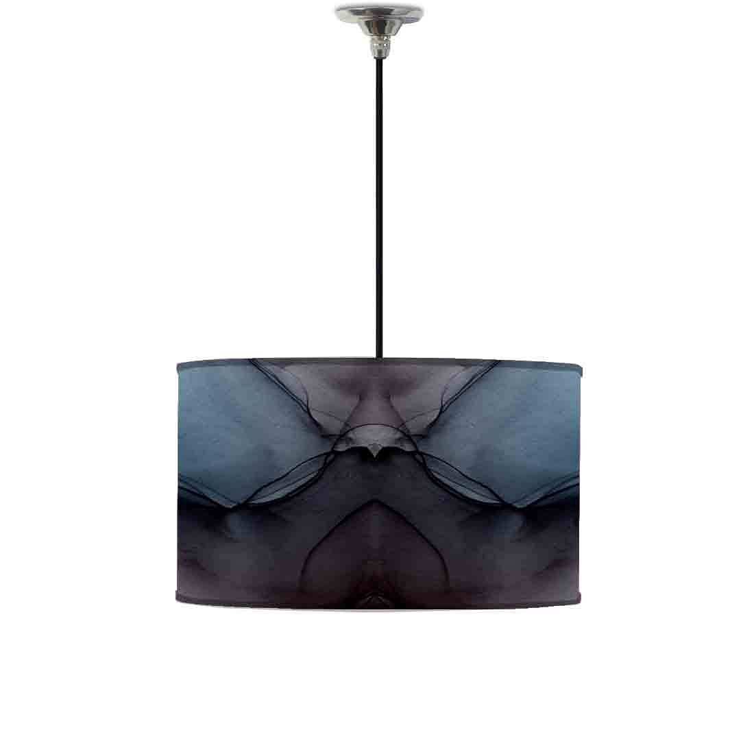 Ceiling Lamp Hanging Drum Lampshade - Black Blue Ink Watercolor Nutcase