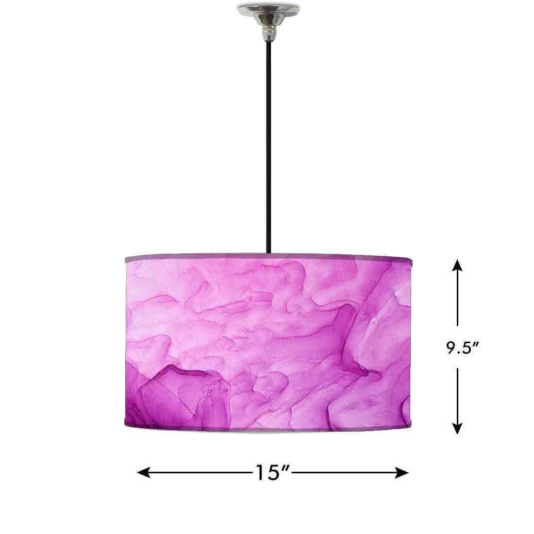 Ceiling Lamp Hanging Drum Lampshade - Pink White Purple Ink Watercolor Nutcase