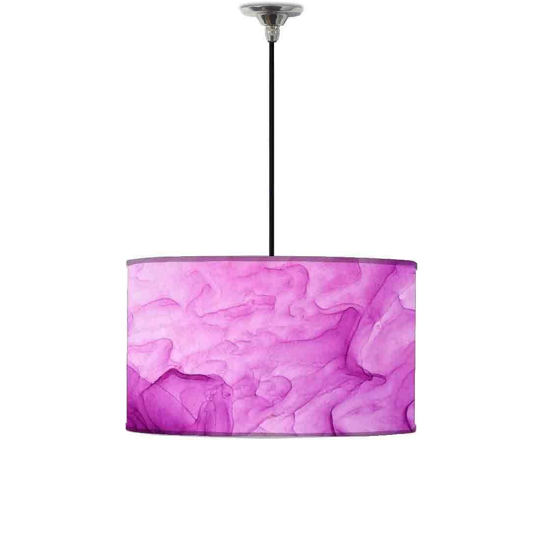 Ceiling Lamp Hanging Drum Lampshade - Pink White Purple Ink Watercolor Nutcase