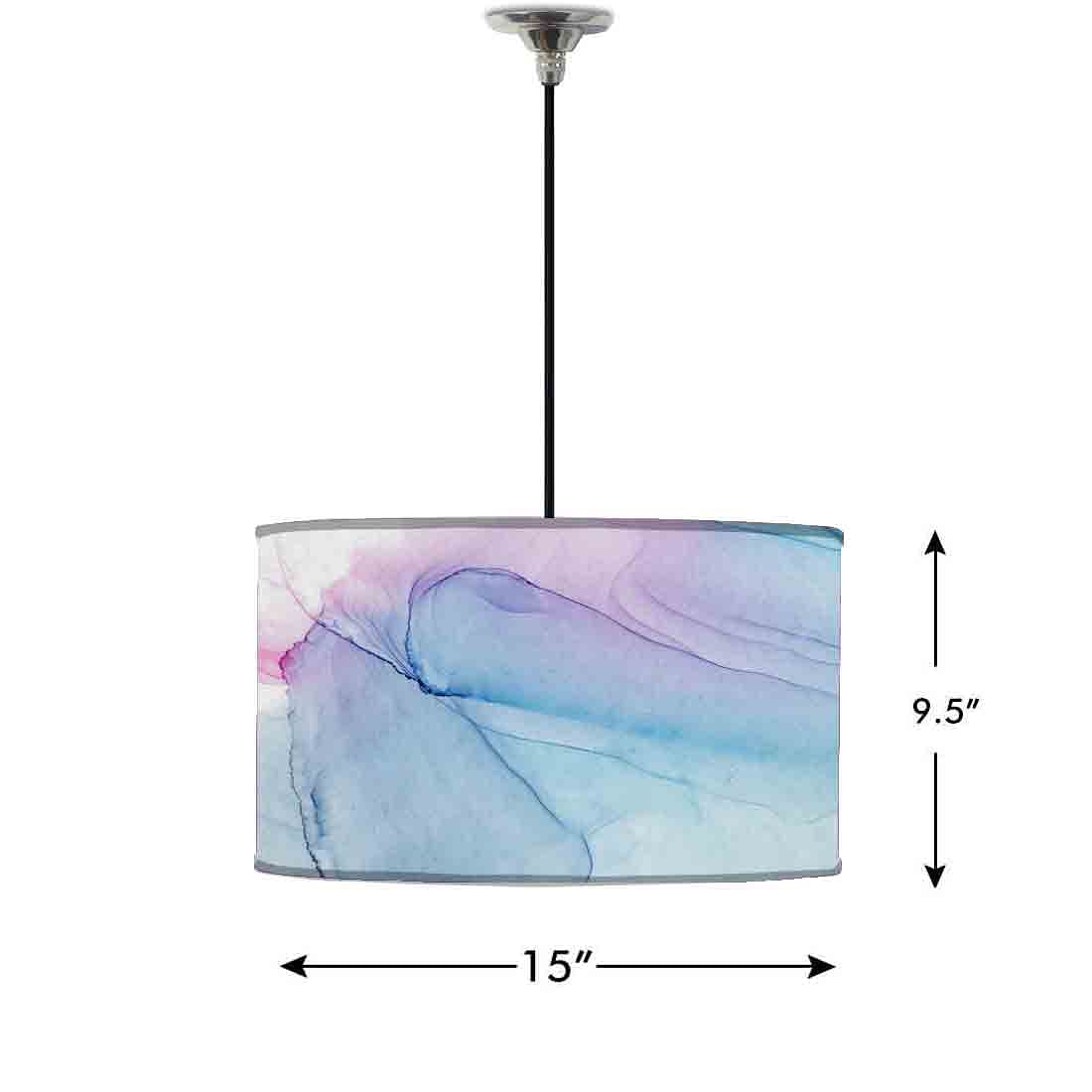 Ceiling Lamp Hanging Drum Lampshade - Blue Gray Ink Watercolor Nutcase