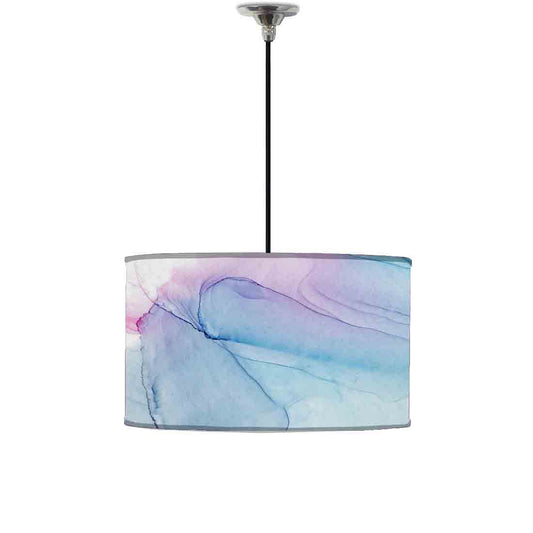 Ceiling Lamp Hanging Drum Lampshade - Blue Gray Ink Watercolor Nutcase