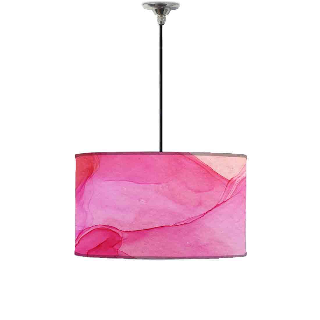 Ceiling Lamp Hanging Drum Lampshade - Orange Pink Ink Watercolor Nutcase