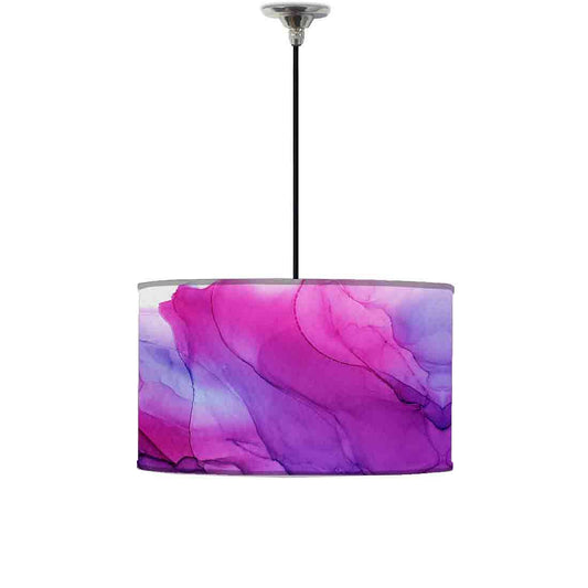 Ceiling Lamp Hanging Drum Lampshade - Dark Pink Purple Ink Watercolor Nutcase