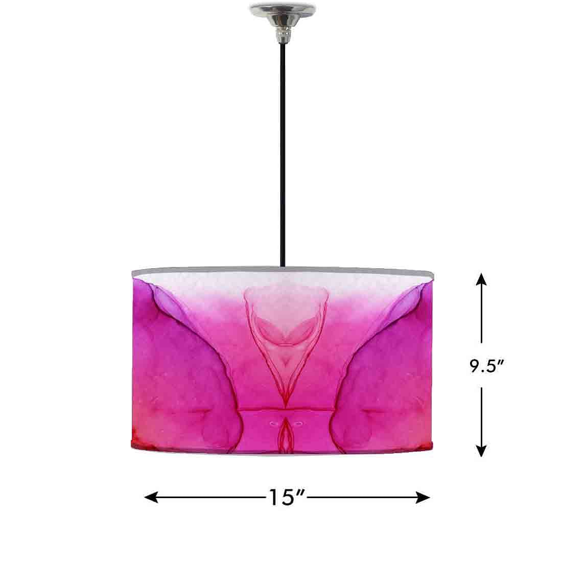 Ceiling Lamp Hanging Drum Lampshade - Orange Pink Multicolor Ink Watercolor Nutcase