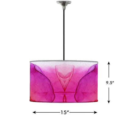 Ceiling Lamp Hanging Drum Lampshade - Orange Pink Multicolor Ink Watercolor Nutcase
