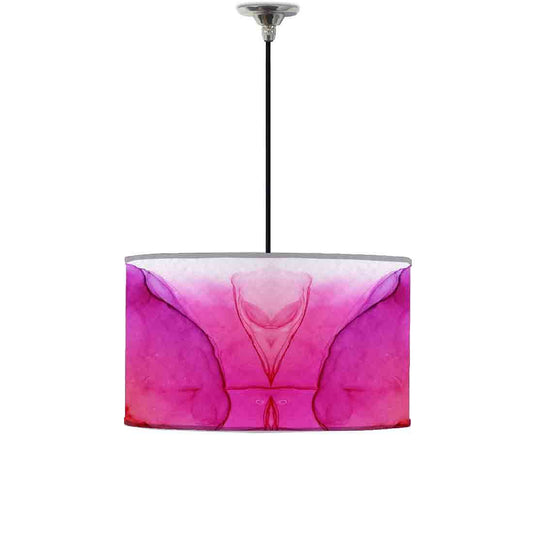 Ceiling Lamp Hanging Drum Lampshade - Orange Pink Multicolor Ink Watercolor Nutcase