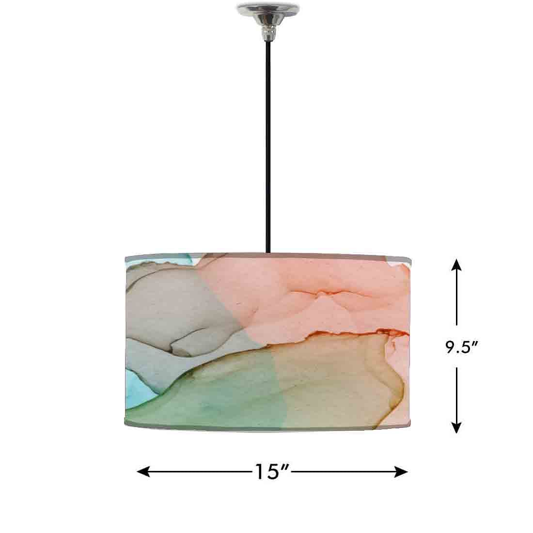 Ceiling Lamp Hanging Drum Lampshade - Ink Watercolor Shades Nutcase