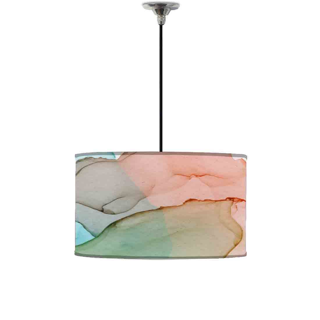Ceiling Lamp Hanging Drum Lampshade - Ink Watercolor Shades Nutcase