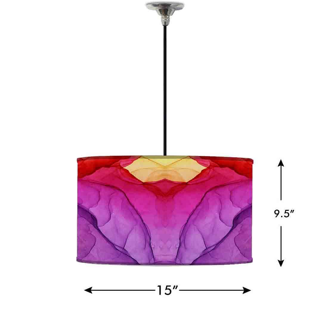 Ceiling Lamp Hanging Drum Lampshade - Purple Yellow Ink Watercolor Nutcase